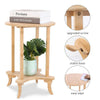 2 Tier 4-Leg Coffee Table Bamboo Side Bedside Table Desk 55cm Tall 40cm Round