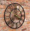 LARGE OUTDOOR GARDEN WALL CLOCK BIG ROMAN NUMERALS GIANT OPEN FACE METAL 58CM