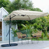 Garden Parasol Banana Cantilever Umbrella Crank Sun Shade Patio Outdoor W/ Base