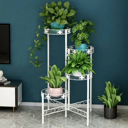 4 Tier Plant Stand Planter Flower Pot Metal Shelf Holder Balcony Garden Rack K