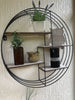 RETRO ROUND METAL & WOOD WALL SHELF BOYS ROOM WALL SHELF DECOR INDUSTRIAL SHELF