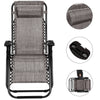 Grey 2 Sets Zero Gravity Folding Lounge Beach Chairs Tray Outdoor Recliner