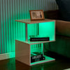 LED White High Gloss Side End Table Coffee Table Multi-color Remote Control New