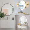 Wall Mounted Vanity Mirror 50cm Round Circle Metal Frame Bathroom Bedroom Mirror