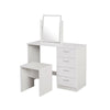 Modern Dressing Table Stool Makeup Desk w/4 Drawer & Large Mirror White vanity