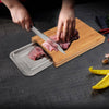 Bamboo Wooden Chopping Board with Stainless Steel Tray Cutting Dicing