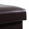 LARGE FAUX LEATHER FOLDING OTTOMAN POUFFE FOOT STOOL STORAGE BOX BROWN DOUBLE