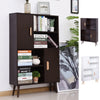 Open Bookcase Shelves Unit Storage Cabinet Wooden Display w/ Two Doors