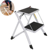 2 Step Ladder Stool Safety Anti Slip Rubber Mat Tread Steel Folding Frame DIY