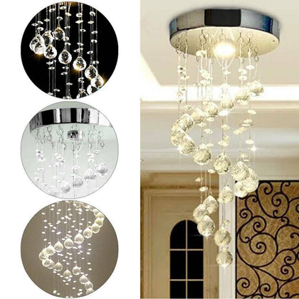 Chrome Crystal LED Ceiling Light Fitting Pendant Chandeliers 5336HCLiving Room