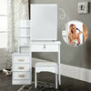 Dressing Table Stool Set Mirror Makeup Vanity Jewellery Table with Drawers White