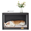2 In 1 Pet Dog Puppy Cage Crate Wood Cabinet House End Side Table w/ Cushion Bed