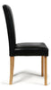 Faux Leather Dining Chairs Black Brown Cream Grey or White With Oak Stain Legs