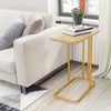 C-Shaped Sofa Side Table Golden Metal Frame End Coffee/Snack Table Living Room