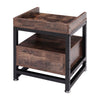 Industrial Bedside Cabinet Side Tray Table 1 Sliding Drawer 2 Tiers Shelf Stand