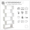 Storage Bookcase 6 Shelves Wood Bookshelf S Shape Home Office