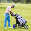3 Wheels Golf Push Cart Golf Pull Trolley 4 Height Positions W/ Umbrella Holder