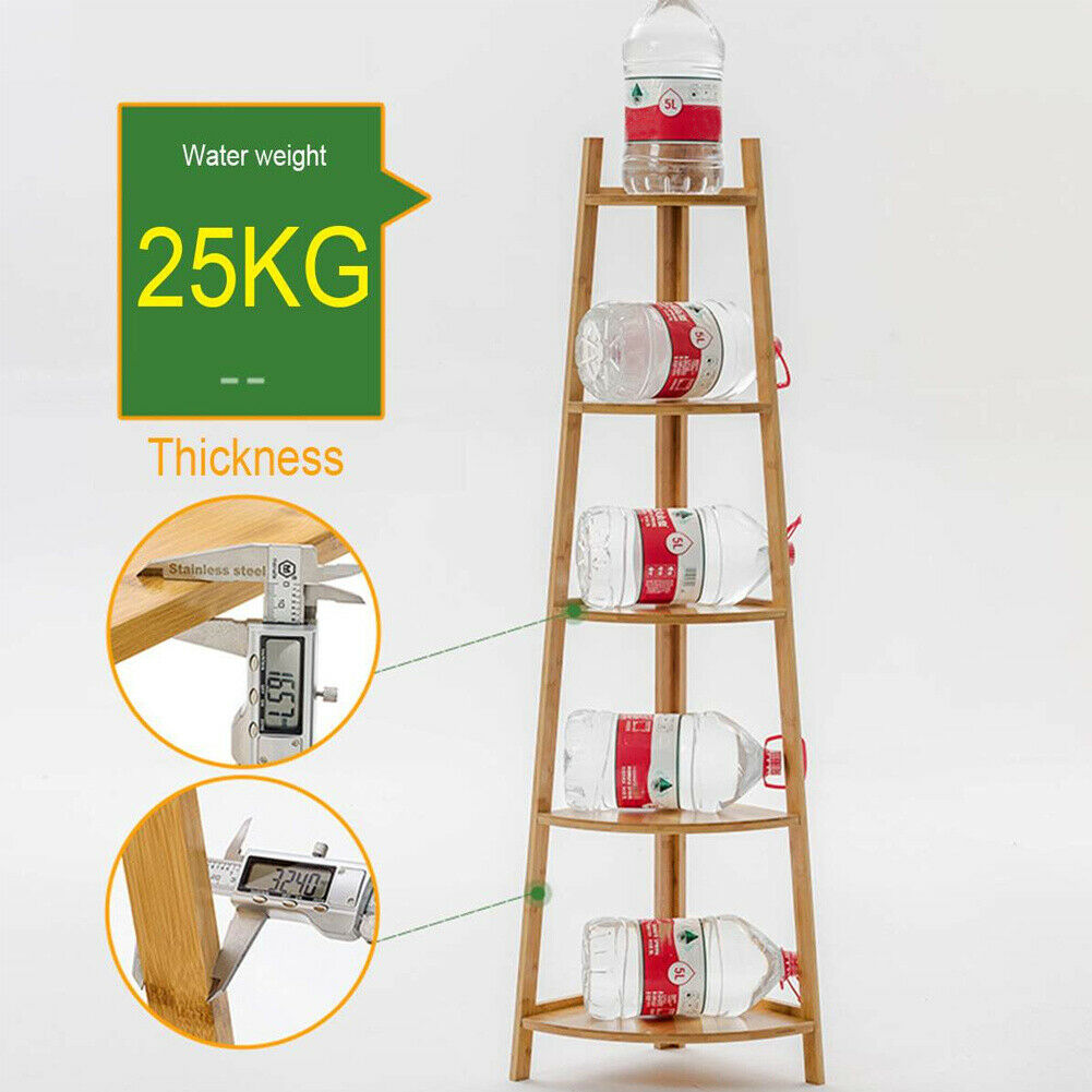 Bamboo Wooden Corner Storage Shelf Rack Ladder Shelving Unit Display Plant Stand