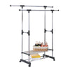 Extendable Clothes Rail Bar Heavy Duty Steel Collapsible Clothes Rack on Wheels