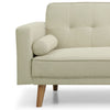 3 Seater Cream Sofa Bed Fabric New Foam Wood Legs Double Bed with 2 Cushions