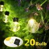 100-20LED SOLAR POWERED RETRO BULB STRING LIGHT GARDEN OUTDOOR FAIRY SUMMER LAMP