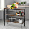 3-Tier Industrial Style Storage Display Shelf Metal Frame Adjustable Feet Brown