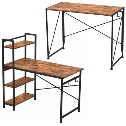 Industrial Style Rustic Metal Frame Wooden Computer Desk Workstation Home Office