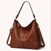 Retro Large Capacity Shoulder Messenger Bag Women PU Solid Tote (Brown)