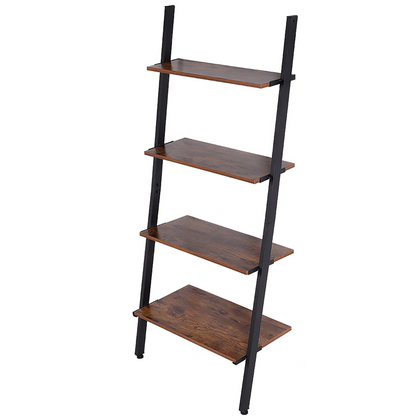 Ladder Shelf Bookshelf 4-Tier Rustic Brown 25x13.4x59in for Study for Office