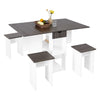 Wooden Mobile Drop Leaf Dining Table w/4 Stools Set Kitchen Home Furniture Grey