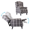 Wing Back Recliner Fireside Checked Fabric Reclining Armchair Sofa Living Room