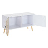 Scandinavian Wood TV Stand Vintage Media Unit Small Storage Cabinet with 2 Doors