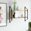 Ajustable Length Floating Shelves Wall Mount Unit with Timber Board Metal Frame