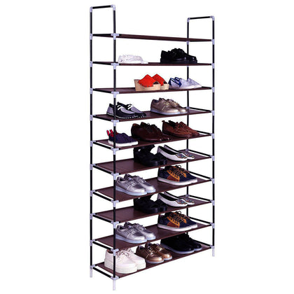 10 Tier Extendable Shoe Rack 50 Pairs Space Saving Storage Organiser Shelf Stand