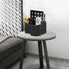 Remote Control Holder Rotatable Desktop Organizer PU Leather Desk Storage Box (Black)