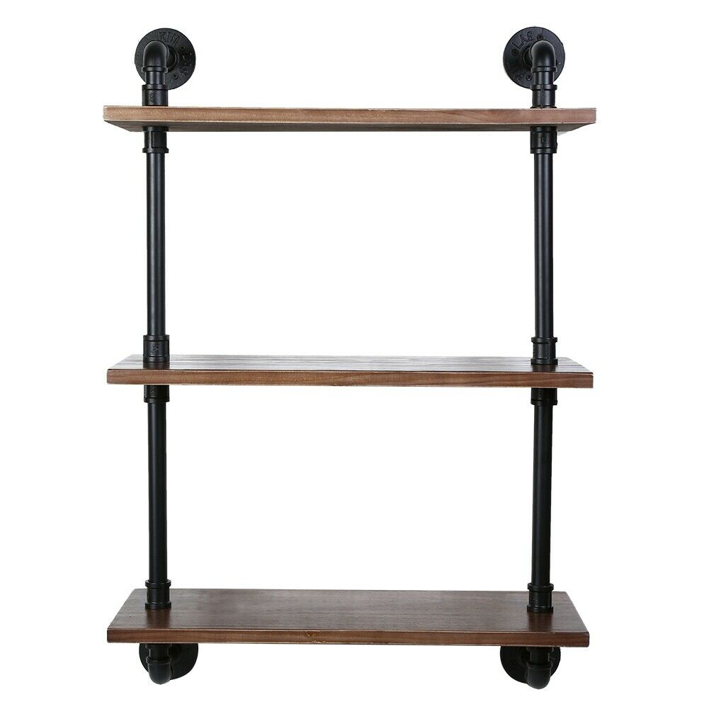 3 Tier Industrial Bookshelf Wall Shelf Display Storage Plant Shelving Holder NEW
