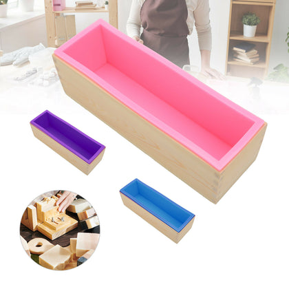 Wood Loaf Soap Mould with Silicone Mold Cake Making Wooden Box 1.2kg soap