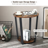 2-Tier Industrial Round End Table Coffee Snack Table Laptop Stand Nightstand