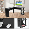 Corner L-Shaped Computer Desk Black PC Table Workstation Home Office w/ Shelves