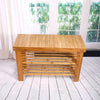2 Tires Bamboo Wooden Shoe Rack Bench Organiser Stand Storage Shelf Seat