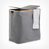 2 Compartment Grey Laundry Basket - Bathroom Bedroom Utility Room Storage