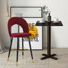 Velvet Bar Stool Modern Breakfast Bar Chair Kitchen Barstool Backrest Metal Legs
