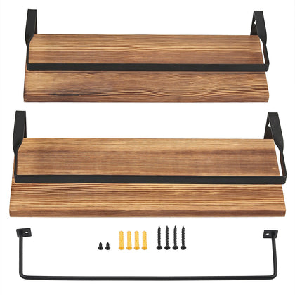 2X Wood Floating Wall Mounted Hanging Rack Display Rustic Shelf Storage Shelves