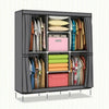 Medium Fabric Canvas Wardrobe With Hang Rail Shelving Clothes Storage Cupboard