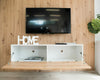 Wall Mounted Hung Floating White / Oak TV Unit Media Cabinet 1 Door 120cm Nevada