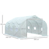 Walk-In Polytunnel Greenhouse w/ Roll Up Door Windows, 4.5x3x2 m White