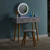 White Vanity Dressing Table Makeup Desk Stool Set with Drawers Mirror LED Light