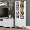 Bookcase White Bookshelf 6 Cubes Displaying Cabinet 2 Doors Kitchen Cupboard
