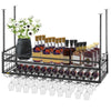 Ceiling-Mounted Bar Wine Rack Wine Glass Hanging Rack 46.9x11.8in Black