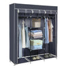 Grey Fabric Canvas Wardrobe With Clothes Hanging Rail Shelves Storage Cupboard